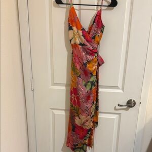 Floral Wrap Midi Dress - Multicolor